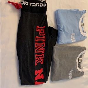 Victoria’s Secret pink room yoga’s with 2 T-shirts